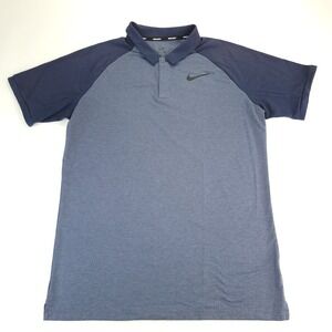 Nike Golf Shirt Mens Small Gray Navy Blue Mesh Breathable Polo Standard Fit